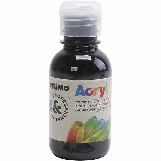 Acrylverf - Zwarte Verf - Luxe Acrylverf Zwart - Acrylaatverf - Acrylic paint - Zwarte Hobbyverf - Knutselen en Verven - Sneldrogende Verf - 125ml