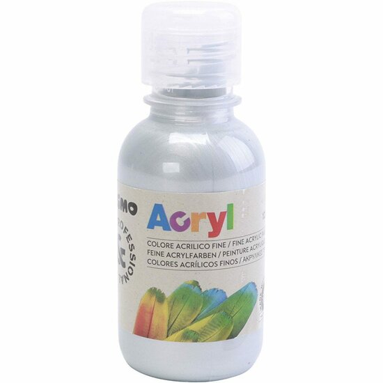 Acrylverf - Zilveren Verf - Luxe Acrylverf Zilver - Acrylaatverf - Acrylic paint - Zwarte Hobbyverf - Knutselen en Verven - Sneldrogende Verf - 125ml