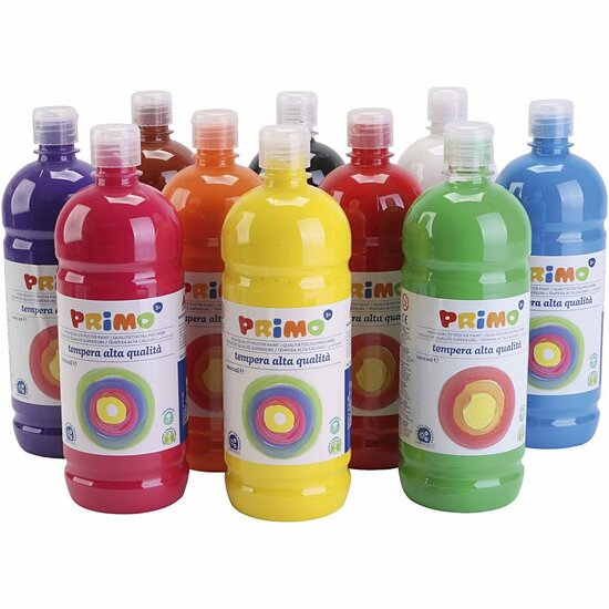 Acrylverf - Diverse Kleuren - Luxe Schoolverf - Acrylaatverf - Acrylic paint - Matte Waterbasis Hobbyverf - Knutselen en Verven - Sneldrogende Verf - 10x1000ml
