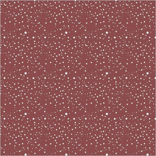 Inpakpapier - Donkerrood - Sterren & Manen Motief - 50 cm Breed - 80 gr - 100 m Rol - Luxe Cadeaupapier voor Feestelijke Verpakkingen