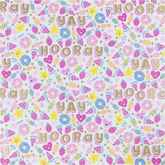 Inpakpapier - Licht Turquoise Snoep Donut Print - DIY Decoratief Geschenkpapier Voor Feestjes - Luxe Turquoise Cadeau Rolpapier Voor Creatieve Verpakkingen - B: 50 cm - 5 m - 80 gr - 1 rol