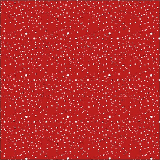 Inpakpapier, donkerrood, Sterren en manen, B: 50 cm, 80 gr, 5 m/ 1 rol