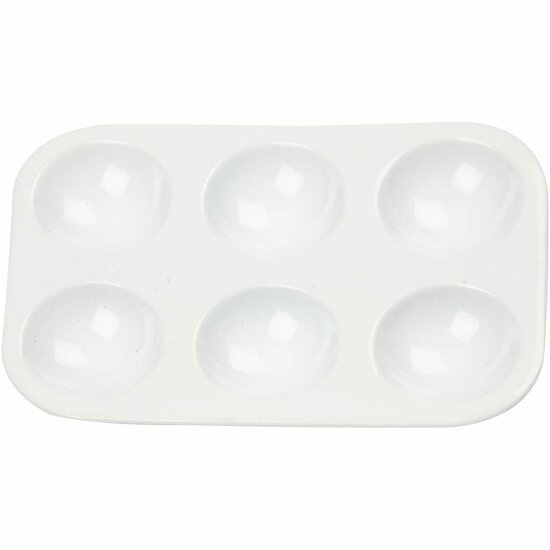 Palet plastic - Kunststof schilderpalet - Rechthoekig palet - Palet met 6 vakken - DIY schilderen - Kunstschilder gereedschap - 12x8 cm - 10 stuks