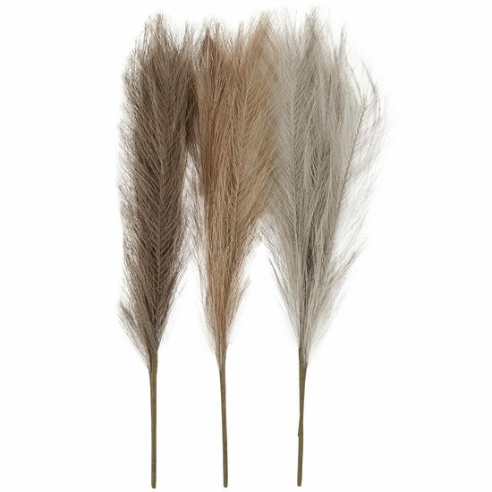 Kunstmatig Pampasgras - Luxe Droogbloemen Set - Licht Beige, Lichtbruin & Lichtgrijs - Perfect Voor Interieur & Home Decor - Hoogwaardige Kwaliteit - Lengte 50 cm - Set Van 3 Stelen