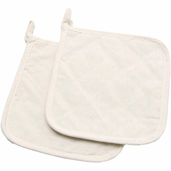 Pannenlappen Katoen - Hittebestendig - 20 Stuks - Stevige Katoenen Kooklappen - Geschikt Voor Textielverf & Borduren - Vierkant Ontwerp - Naturel Kleur