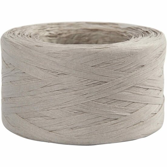 Papier Raffia - Houtvezel Papiergaren - Lichtgrijs - Natuurlijke Raffia Touw - DIY Breien, Haken & Macramé - Milieuvriendelijk Decoratietouw - Biologisch Afbreekbaar - 100m - 7-8mm