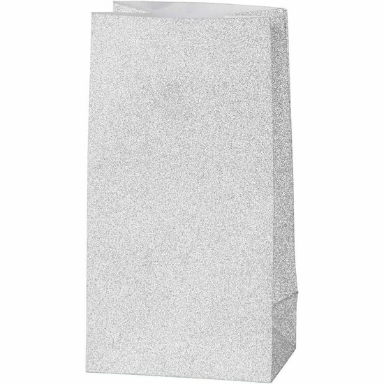 Papieren zakken, zilver, H: 17 cm, afm 6x9 cm, 120 gr, 8 stuk/ 1 doos
