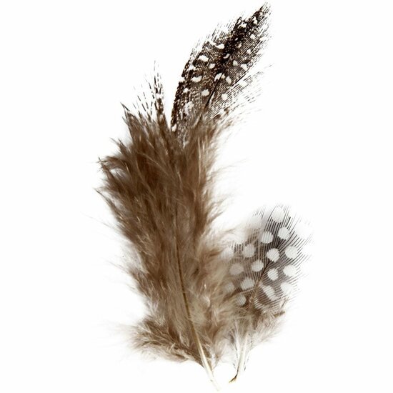 Parelhoenveren Bruin - Decoratieve Bruine Veren - Knutselveren - Hobby Veren - Knutselveren - Sierveren - 3g - 1 Doos