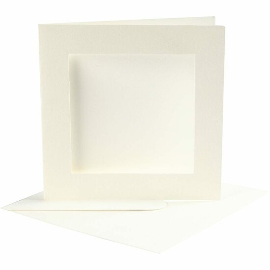 Passepartout Kaarten - Off-White - Decoratieve Kaarten - DIY Hobby Kaarten Voor Projecten - Formaat 12,5x12,5cm - Envelop 13,5x13,5cm - Set Van 10