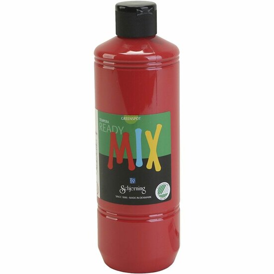 Plakkaatverf Schjerning - Rood - Ready Mix - 500 ml - Milieuvriendelijk - Waterbasis - Uitstekende Dekking - Geschikt voor Papier, Karton en Hout - Droogt Snel en Gemakkelijk Verwerkbaar