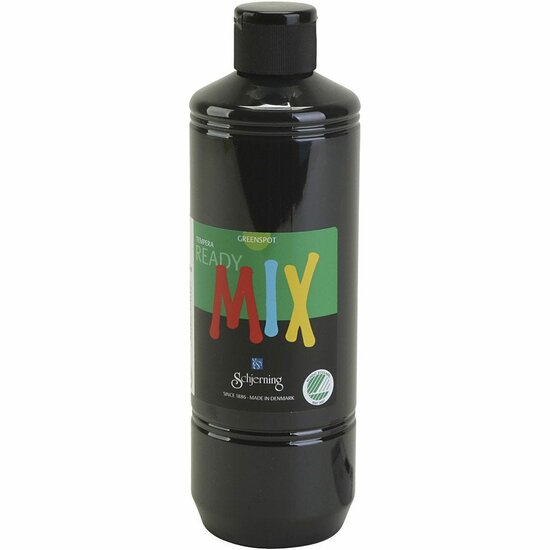 Plakkaatverf - Zwart - Milieuvriendelijk - Matt - Greenspot - 500 ml - Waterbasis - Uitstekende Dekking - Voor Papier, Karton en Hout - Droogt Snel en Gemakkelijk Verwerkbaar