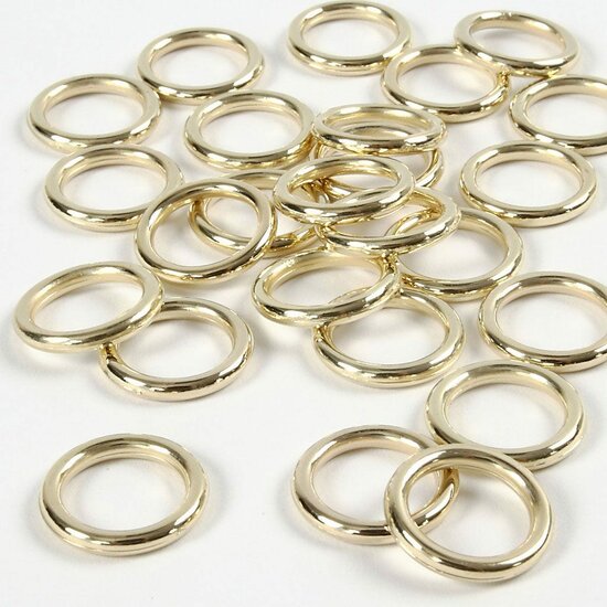 Plastic Ring - Goud - 15 mm - Set Van 25 - Decoratieve Kunststof Ringen Voor Knutselen, DIY Decoratie & Hobbyprojecten