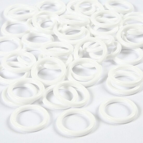 Witte Ringen - Plastic Ringetjes - Decoratie Ringen - 15 mm Ringen - 2 mm Dikte - 50 Stuks