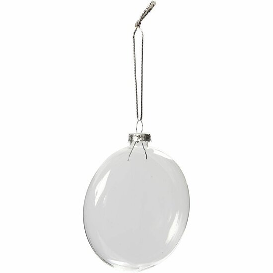 Plat Glazen Kerstbal - DIY Transparante Hanger - Vulbare Glazen Bal Voor Kerstboom Decoratie - Knutsel & Versierbare Kerstornamenten - Unieke Creatieve Kerstdecoratie - Ø8 cm - 6 Stuks