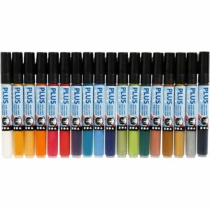 Stift - Permanent Marker - Diverse Kleuren - Plus Color - Watervaste Stift Voor Papier, Karton, Hout, Metaal, Steen - 1-2mm Lijndikte - 18 Stuks