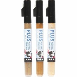 Acrylstift Set Licht Beige, Goud, Okerbruin - Acrylmarker - Verfstift - Multi Stift - Waterbasis Tekenstift - Stift Steen Papier Canvas Glas Porselein Plastic Hout Karton Metaal - Licht Beige, Goud -