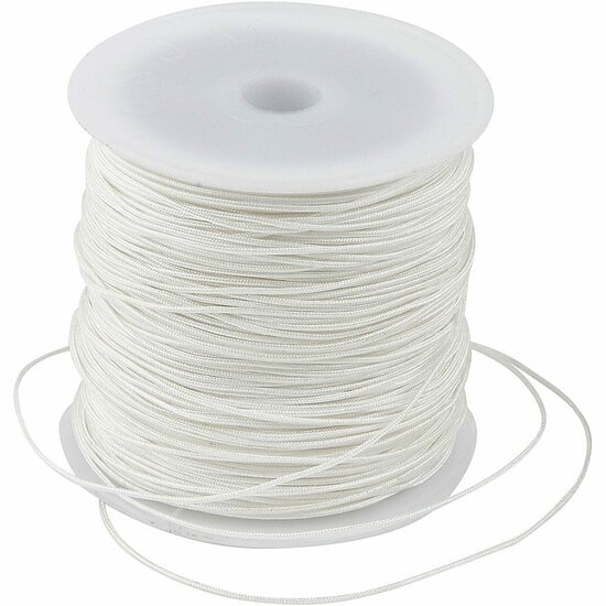 Polyester Koord - Wit Polyester Draad - Hobby Koord En Draad - Sieraden Maken - DIY Koord - Macramé Koord - Knutsel Koord - Koord Voor Handwerk - Dikte 1mm - 50 Meter