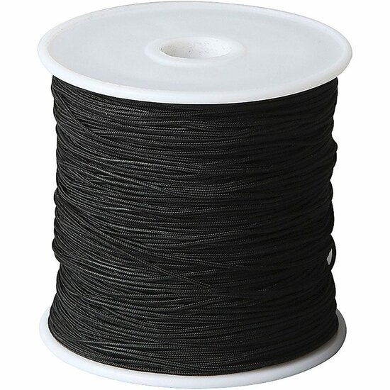 Polyester Koord - Zwart Polyester Draad - Hobby Koord En Draad - Sieraden Maken - DIY Koord - Macramé Koord - Knutsel Koord - Koord Voor Handwerk - Dikte 1mm - 50 Meter