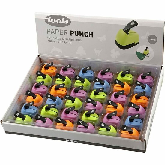Ponsen - Hobbypons Set - DIY Ponsen Voor Papierdecoratie - Stansgereedschap Voor Creatieve Hobby's - Thema Ponsen Voor Knutselen - Kleine Ponsen Voor DIY - Variabele Papierponsen - 9 mm - 36 Stuks