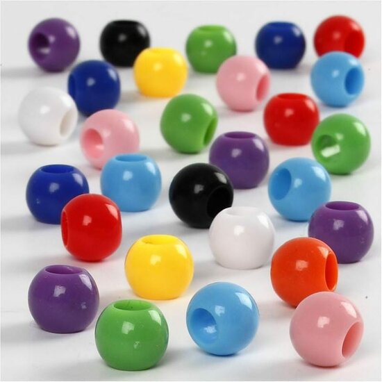 Pony Kralen - DIY Hobby Kralen - Sieraden Maken Kralen - Diverse Kleuren - Diameter 8mm - Gatgrootte 4mm - Gewicht 70gr - Inhoud 125ml - 1 Set