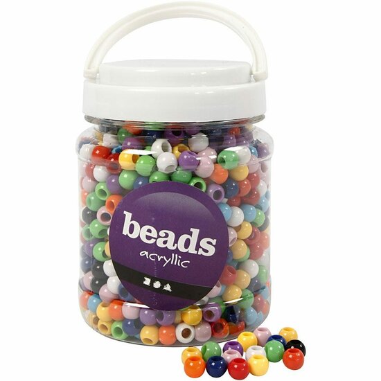 Pony Kralen - Populaire Knutselkralen - 10mm Ronde Kunststof Kralen - Ideaal Voor DIY Armbanden & Kettingen - Groot Gat Voor Makkelijk Rijgen - Verschillende Kleuren - 430 gr - 700ml