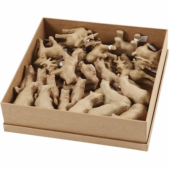 Pooldieren Set - Papier-Maché Dieren - DIY Dieren - 8-12,8 cm Groot - Knutselset van 32 Dieren