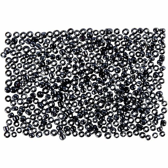 Rocailles, donkergrijs, d 1,7 mm, afm 15/0 , gatgrootte 0,5-0,8 mm, 500 gr/ 1 zak