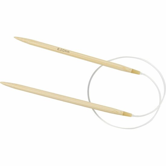 Rondbreinaalden - Bamboe Breinaalden - Breinaald met Kabel - Circular Knitting Needle - Breinaald 6 mm - Rondbreinaald 60 cm - 1 Set