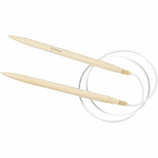 Rondbreinaalden - Bamboe Breinaalden - Breinaald met Kabel - Circular Knitting Needle - Breinaald 8 mm - Rondbreinaald 80 cm - 1 Set