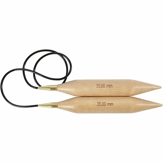 Rondbreinaalden - Houten Breinaalden - Breinaald met Kabel - Circular Knitting Needle - Breinaald 35 mm - Rondbreinaald 150 cm - 1 Set