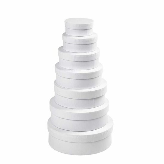 Ronde Dozen Wit - Set van 7 - Kartonnen Opbergboxen Met Deksel - Stapelbare Doosjes Voor DIY, Bewaren, Cadeauverpakking, Knutselen, Organisatie & Feestdecoratie