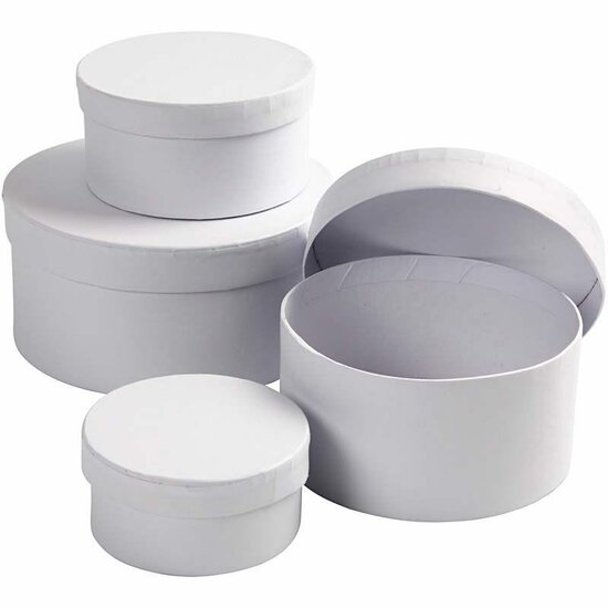 Ronde Opbergdozen Wit - Set van 4 - Kartonnen Bewaardoos - Stevige Dozen Met Deksel Voor Knutselen, Cadeauverpakking, DIY, Scrapbooking, Organiseren & Decoratie