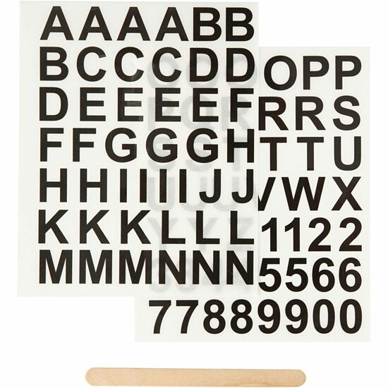 Rub-On Stickers - Alfabet & Cijfers - Wrijfstickers - Transfer Stickers - Zwart - Zelfklevende DIY Stickers - Geschikt Voor Textiel, Papier, Scrapbooking & Kaarten Maken - 2 Vellen