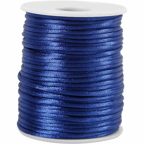 Satijnkoord - Satijnen Hobbykoord - Glanzend - Donkerblauw - Rond - Decoratie - DIY - Dikte: 2mm - 50 mtr - 1 rol