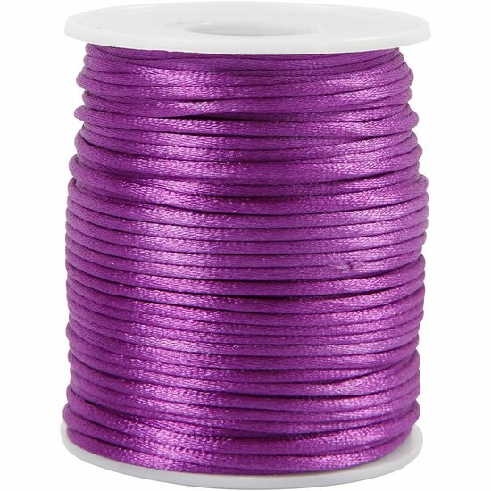 Satijnkoord - Paars DIY Decoratiekoord - Sterk En Glanzend Satijnmateriaal - Dikte: 2 mm - Lengte: 50 Meter - Hobbykoord - DIY Macramé - Luxe Koord
