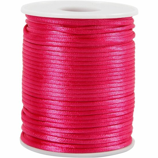 Satijnkoord - Glanzend Roze Satijnen Koord - Stevig & Soepel Voor DIY, Knutselen & Sieraden - Luxe Afwerking - 2 mm - 50 Meter - 1 Rol