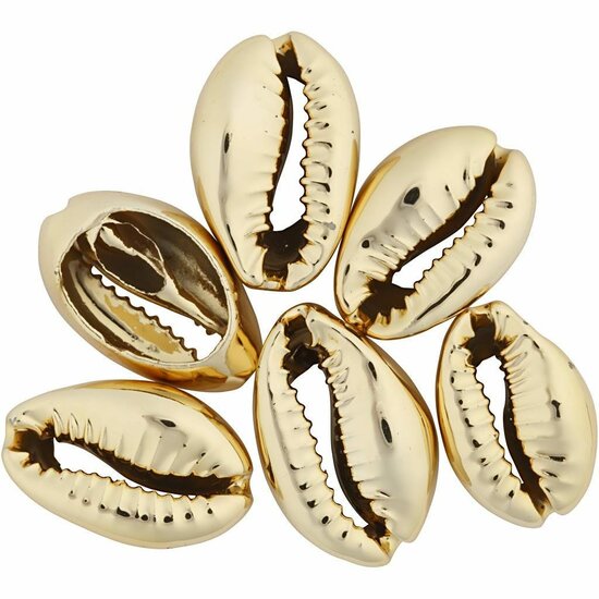 Schelpen – Gouden Vergulde Decoratieschelpen – DIY Knutselmateriaal Voor Sieraden, Tafeldecoratie & Maritieme Thema’s – Hoogwaardige Kwaliteit - Set Van 6 Stuks, Ø 20 mm
