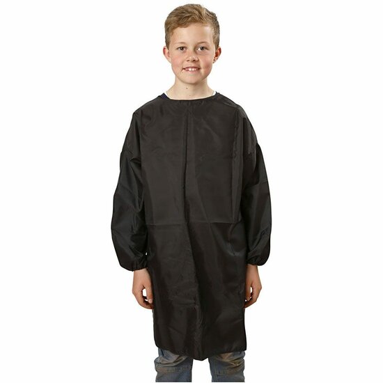 Schildersjas 7-12 Jaar - DIY Schilder Bescherming - Kinderen Zwarte Schildersjas - L 81cm - 1 Stuk