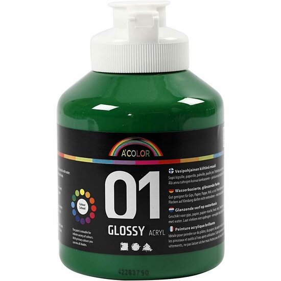 Acrylverf - Donkergroene Acrylaatverf - Sneldrogende Glossy Hobbyverf - Ideaal Voor Schildertechnieken En DIY Kunstprojecten - 500 ml, Donkergroen.