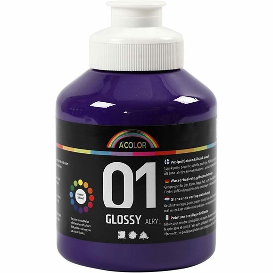 Acrylverf - Paarse Verf - Acrylaatverf - Acrylic paint - Hobbyverf - Knutselen en Verven - Sneldrogend - Violet - Glossy - 500 ml
