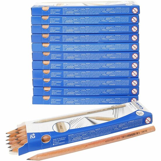 Schoolpotloden - HB Tekenpotloden - Schrijf- & Tekenpotloden Voor School, Hobby & Kunst - Ergonomisch Ontwerp - Ø 7 mm - Hardheid HB - Vulling 2 mm - Lengte 18 cm - Set Van 12x12 Stuks