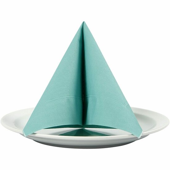 Servetten - Licht Turquoise - Tafeldecoratie - Vierkant - Witte Achterkant - Feestservetten - Afm 33x33cm - 20 Stuks