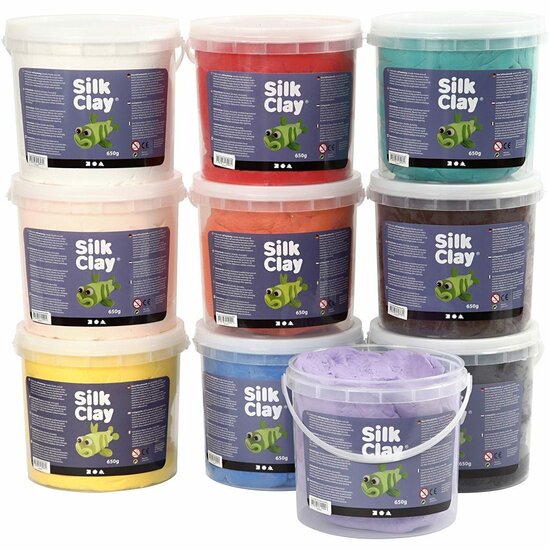 Silk Clay® Zelfhardende Boetseerklei - Kleuren Assorti - 10x650g - Zachte, Buigzame en Lichtgewicht Klei voor Creatieve Projecten
