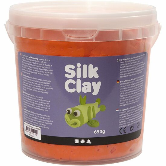 Silk Clay - Zelfhardende Klei - Oranje - Spelen, Kleien - 650gr - Silk Clay - 1 stuk