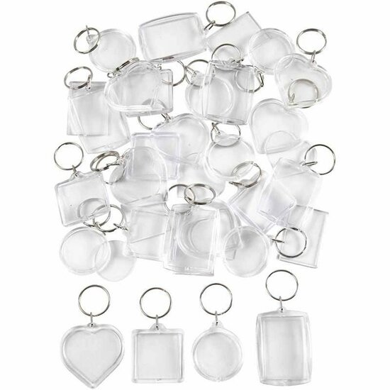 Sleutelhanger Acryl Transparant - DIY Foto- & Tekenhanger - Perfect Voor Gepersonaliseerde Sleutelhangers - 40-50 mm - 100 Stuks
