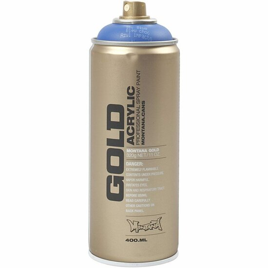 Spuitbusverf Blauw - Montana Gold Spray Paint - Acryl Spuitverf - Graffiti Spuitbus - Hobby Verf - Waterbestendige Verf - Sneldrogende Spuitlak - 400 ml - 1 Stuk