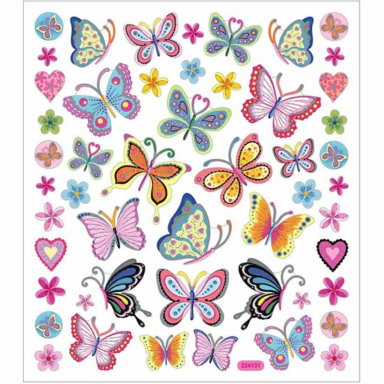 Stickers Bloemen & Vlinders - DIY-Stickers - Scrapbooking - Creatieve-Plakstickers - Decoratie - 15x16,5 cm - 1 Stickervel