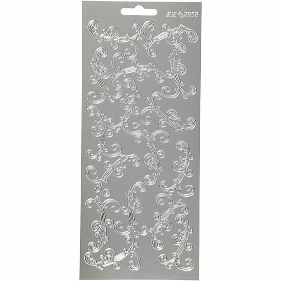 Stickers Zilver - Swirl Stickers - Elegante Zelfklevende Stickervellen - DIY Kaarten Maken & Scrapbooking Decoratie - 10x23 cm