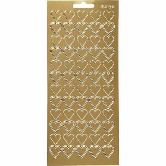 Stickers - Goud - Harten Vorm - Decoratie Stickers - Plakdecoratie - DIY Versiering - 10x23cm - 1 Vel