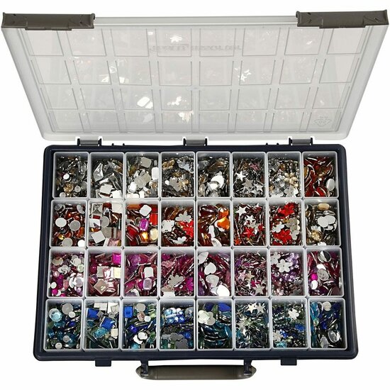 Strasstenen Assortiment 6-16 mm - 32 Designs, 32x360 Stuks - Inclusief Raaco Opslagdoos voor DIY